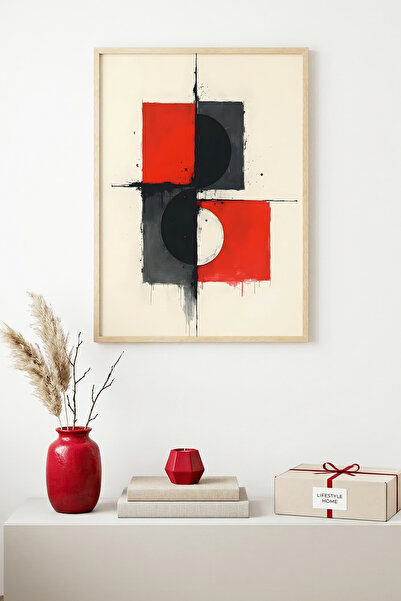 huhuli لوحة فنية بنمط هندسي تجريدي بإطار خشبي طبيعي - ألوان نابضة بالحياة |  ...