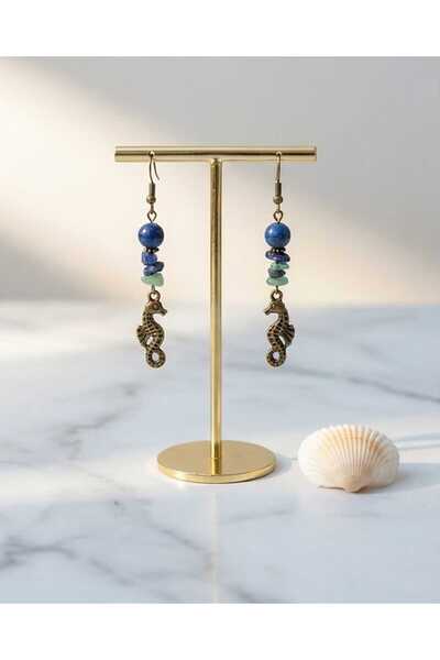 Dodemert Home Bohemian Sea Horse Blue Natural Stone Earrings