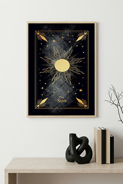 huhuli Tablou abstract cu ramă din lemn natural I Huhu1610