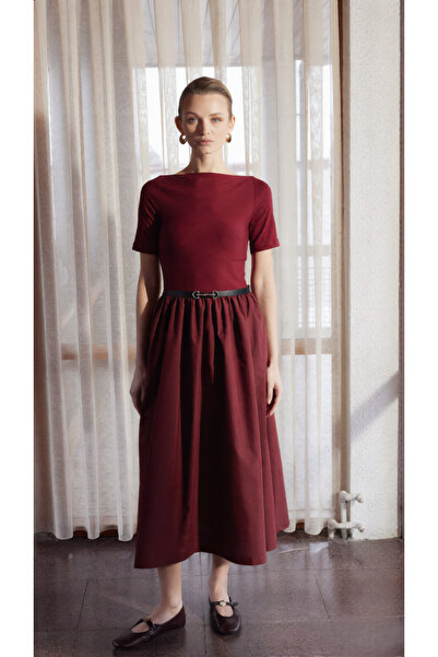 SevdeUgur Rochie de damă cu mânecă scurtă, cu curea, lungime maxi, combinată,...