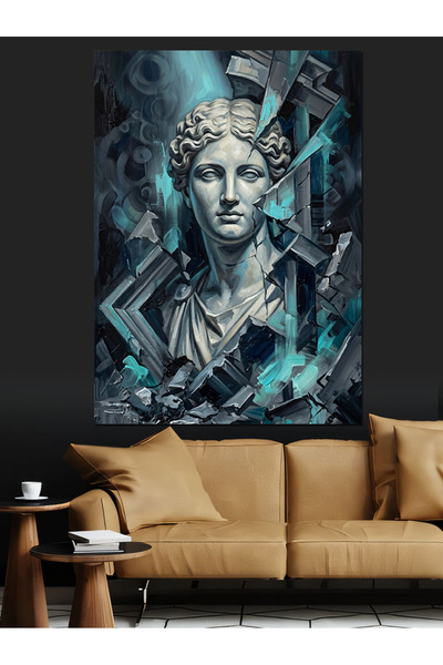 Artmeg Pictură decorativă pe pânză cu portret de statuie feminină geometrică ...
