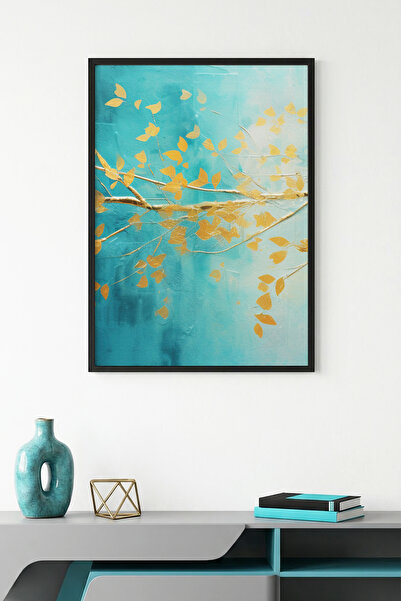 huhuli Επιτραπέζια ζωγραφιά με φυσικό ξύλινο πλαίσιο και σχέδιο φύλλων - Ζωντ...