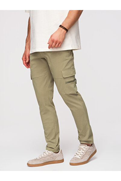 OMBRE Bărbați Pantaloni Cargo P1517 cu Buzunare Multiple Olive green