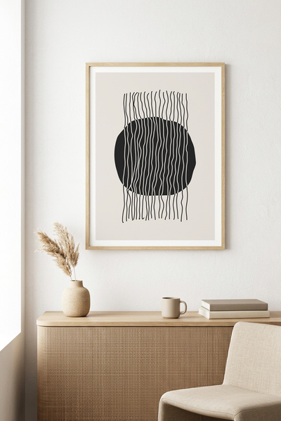 huhuli Τραπέζι με μίνιμαλ σχέδιο με φυσικό ξύλινο πλαίσιο - Μαύρο-Λευκό |   h...