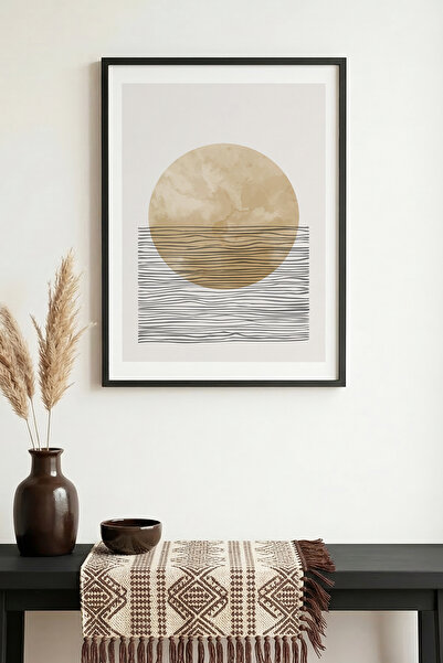 huhuli Αφηρημένος πίνακας με μοτίβο κύκλων με φυσικό ξύλινο πλαίσιο - Παστέλ ...