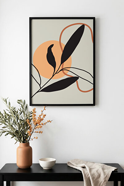 huhuli Τραπέζι με μίνιμαλ σχέδιο φύλλων με φυσικό ξύλινο πλαίσιο - Ζωντανοί τ...