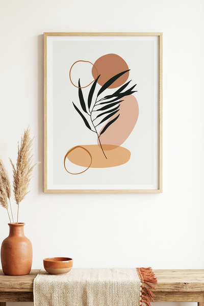 huhuli Tablou abstract cu ramă din lemn natural I Huhu1525