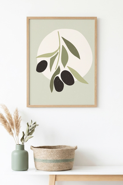 huhuli Tablou abstract cu ramă din lemn natural I Huhu1502