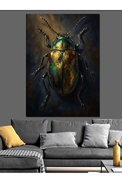 Artmeg Pânză decorativă cu ilustrație de insecte cu textură metalică colorată...