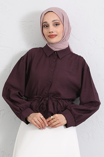 Salih Çelebi Belden Tunnel Lace-Up Shirt Y0117 - Mürdüm