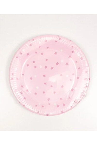 Cigit 8'Lı Karton Tabak Pembe Yıldızlı