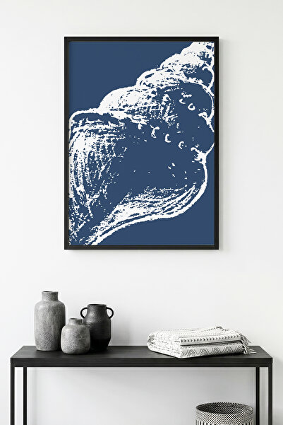 huhuli Αφηρημένος πίνακας με μοτίβο κοχυλιών με φυσικό ξύλινο πλαίσιο - Μπλε-...