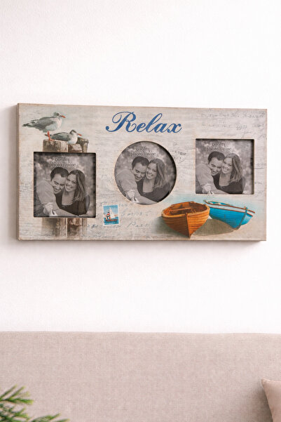 PARTİPORT إطار صور مزخرف مكون من 3 قطع، يُثبت على الحائط، مقاس 40 × 20 سم، إط...