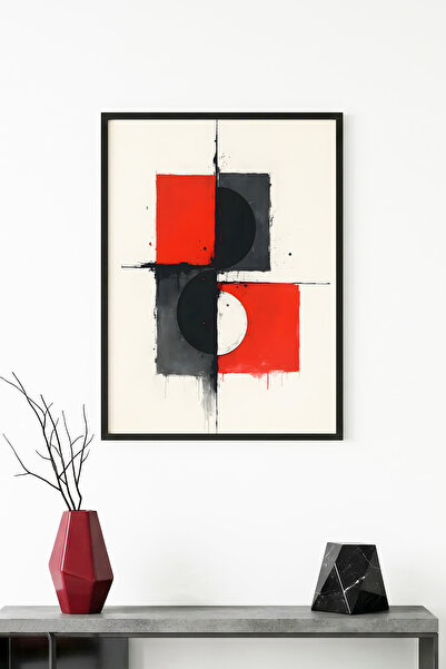 huhuli لوحة فنية بنمط هندسي تجريدي بإطار خشبي طبيعي - ألوان نابضة بالحياة |  ...