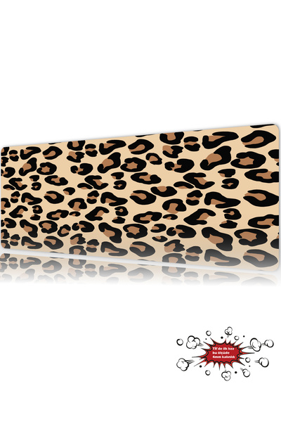 urzuva Leopar Desen Gaming Oyuncu XL Mouse Pad Mousepad 90x40 cm 3Mm Dikişli ...