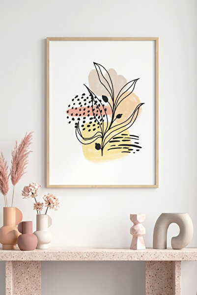 huhuli Τραπέζι με μίνιμαλ σχέδιο φύλλων με φυσικό ξύλινο πλαίσιο - Ζωντανοί τ...