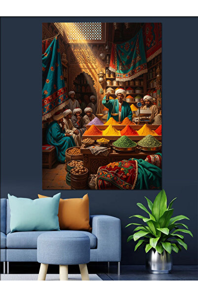 Artmeg Pânză decorativă cu imaginea orașului Piața de condimente nostalgică -...