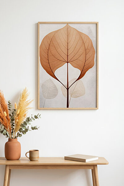 huhuli Tablou cu model de frunze, cu ramă din lemn natural - Minimalist |   h...