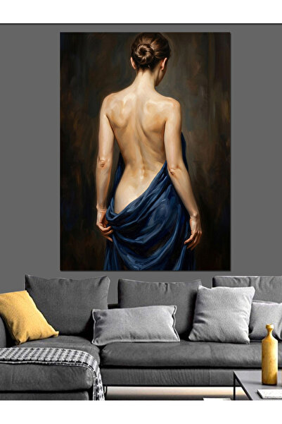 Artmeg Çıplak Sırtlı Kadın Sanatsal Figür Dekoratif Kanvas - Mdf Ahşap Tablo