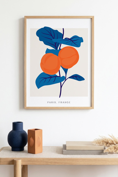 huhuli Πίνακας με αφηρημένο σχέδιο φρούτων με φυσικό ξύλινο πλαίσιο - Ζωντανο...