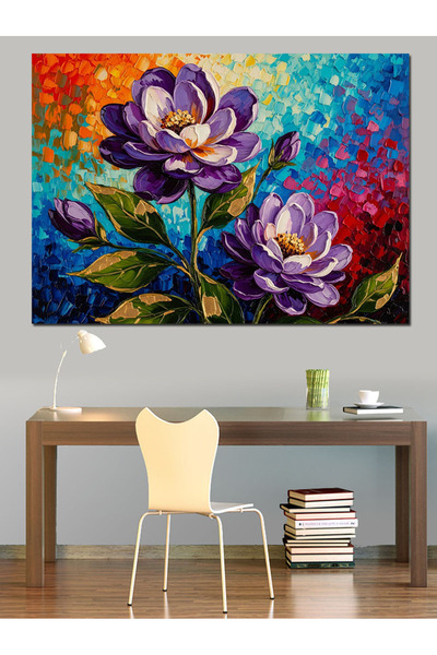 Artmeg Pânză decorativă cu flori mov, colorate, abstracte, pentru grădină - T...