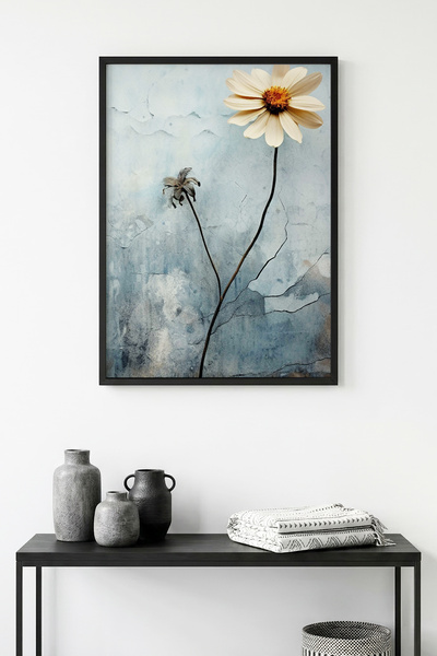 huhuli Πίνακας με φυσικό ξύλινο πλαίσιο και μοτίβο λουλουδιών - Αφηρημένο |  ...