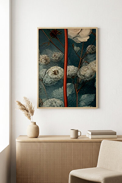 huhuli Tablou cu model floral înrămat în lemn natural - Abstract |   huhu1274
