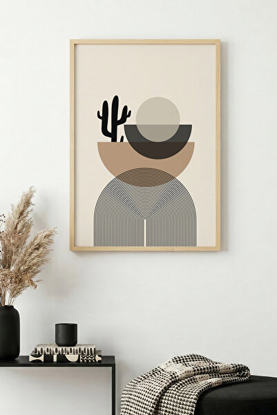 huhuli Μινιμαλιστικός γεωμετρικός πίνακας με φυσικό ξύλινο πλαίσιο - Φυσικοί ...