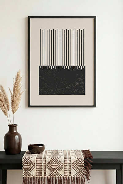 huhuli Τραπέζι με μίνιμαλ γραμμές με φυσικό ξύλινο πλαίσιο - Μαύρο-Λευκό |   ...