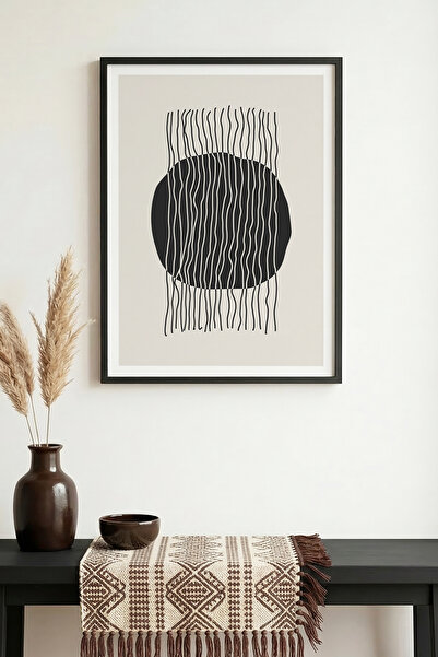 huhuli Τραπέζι με μίνιμαλ σχέδιο με φυσικό ξύλινο πλαίσιο - Μαύρο-Λευκό |   h...