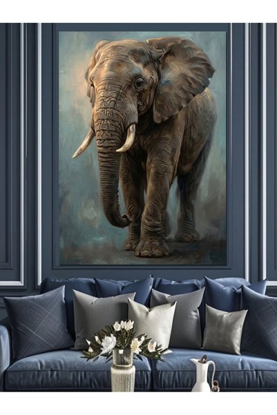 Artmeg Elefant gigant care se plimbă în sălbăticie - Pânză decorativă - Tablo...