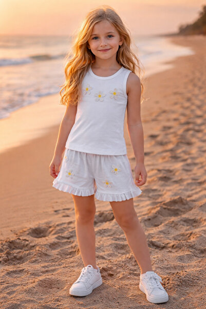 CiciTime Çocuk Modası Set de vară pentru fete, cu pantaloni scurți și top scurt