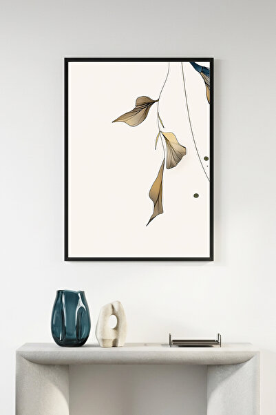 huhuli Slika sa prirodnim drvenim okvirom i uzorkom lišća - Minimal | huhu1293