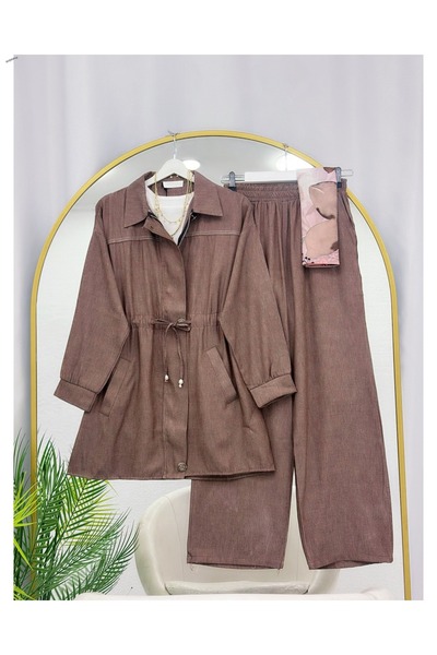 YEDİLALE Tensel Kot Belden Büzgülü Jacket Pants Double Set [Only the Jacket a...