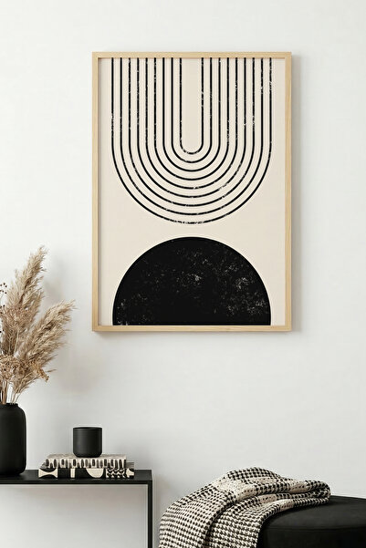 huhuli Tablou cu model geometric cu ramă din lemn natural - Minimalist |   hu...