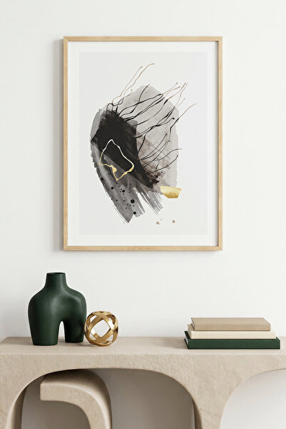 huhuli Tablou minimalist abstract cu ramă din lemn natural - Tonuri pastelate...