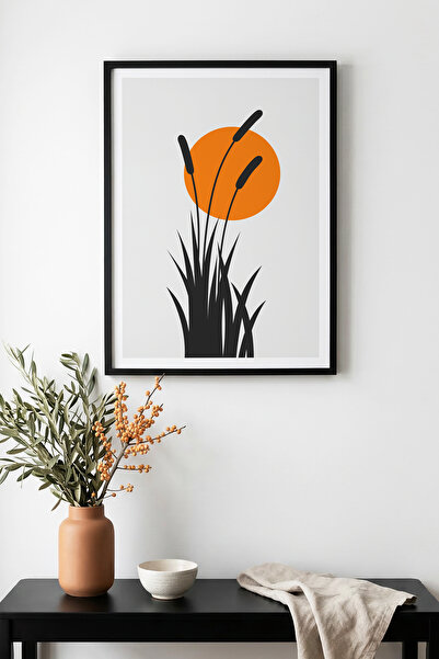 huhuli Επιτραπέζια ζωγραφική με αφηρημένα φυτικά μοτίβα με φυσικό ξύλινο πλαί...