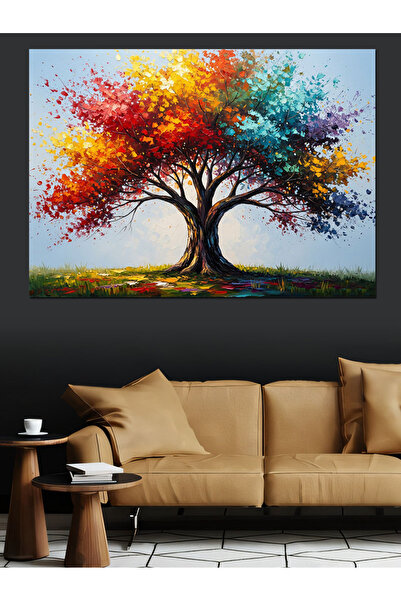 Artmeg Pânză decorativă Arborele Vieții uriaș cu frunze colorate - Tablou din...