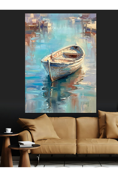 Artmeg Sandală din lemn care stă singură pe mare - Pânză decorativă - Masă di...