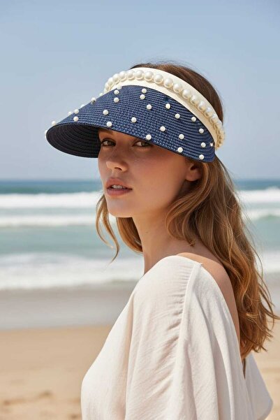 Aware Time Pearl Visor Straw Beach Tennis Hat