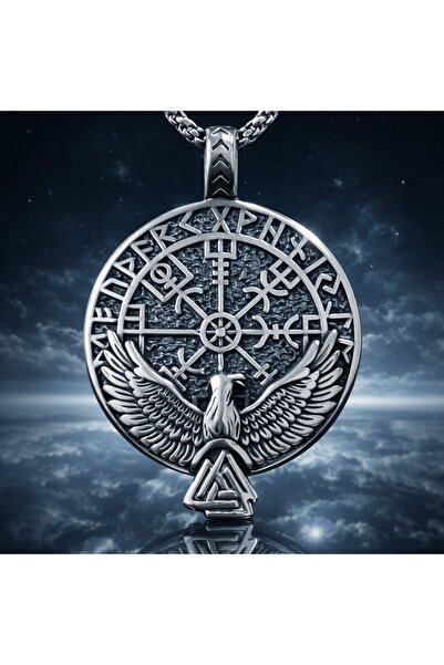 voyageaccessory Stainless Steel Nordic Mythology Vegvisir Raven Detailed Viki...
