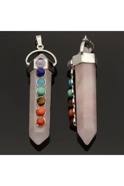 GemSale Pandantiv Baghetă Chakra Cuarț Roz