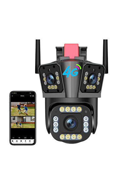 OEM Cameră de supraveghere triplă 4G, Ultra HD, Zoom 5x, Rotație, LED-uri