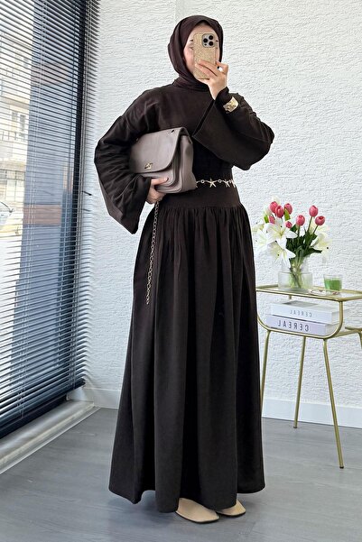 MELEK ARAZ Set cu fustă din in cu talie înaltă Pinterest – Maro amar