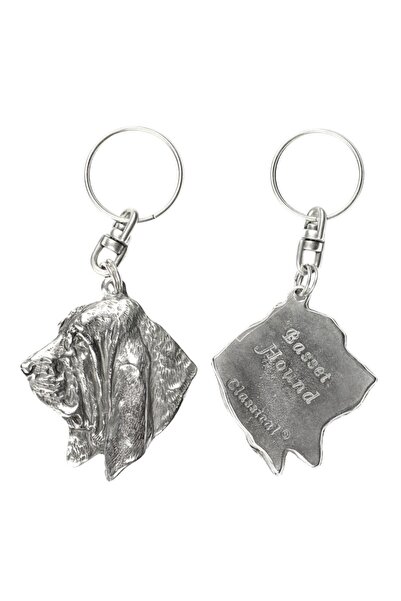 Art - Dog Basset Hound I - Silver-plated pendant with a dog in a decorative b...