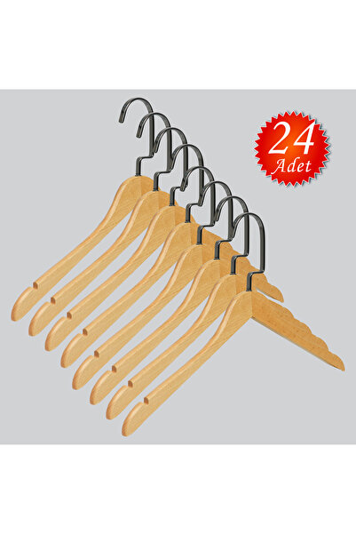 NYN Дерев'яна вішалка (ЧОРНИЙ НІКЕЛЬОВАНИЙ ГАЧОК) для сорочок, футболок, блуз...