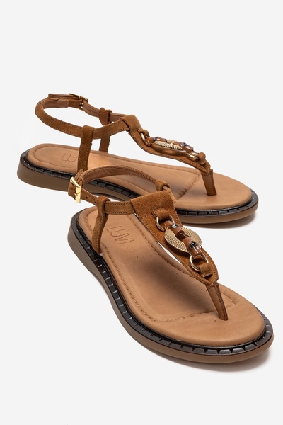 LuviShoes Γυναικεία σανδάλια TIANA από γνήσιο δέρμα καστόρι με αγκράφα