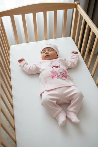 Yağmur Giyim 100% Cotton Pink 3-Piece Hospital Discharge Set with Gloves and ...