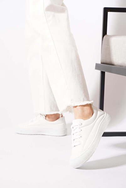 Moda Pie Pantofi sport de damă Pasleter, brodați, cu șireturi, piele albă