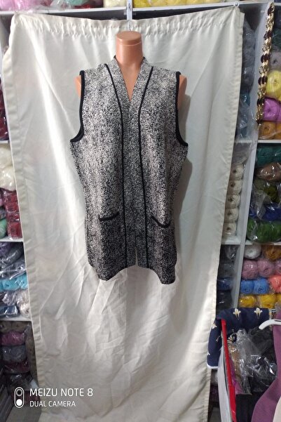 zeynep Black Patterned White Patterned 1 Piece Large Size Vest Quality Useful...
